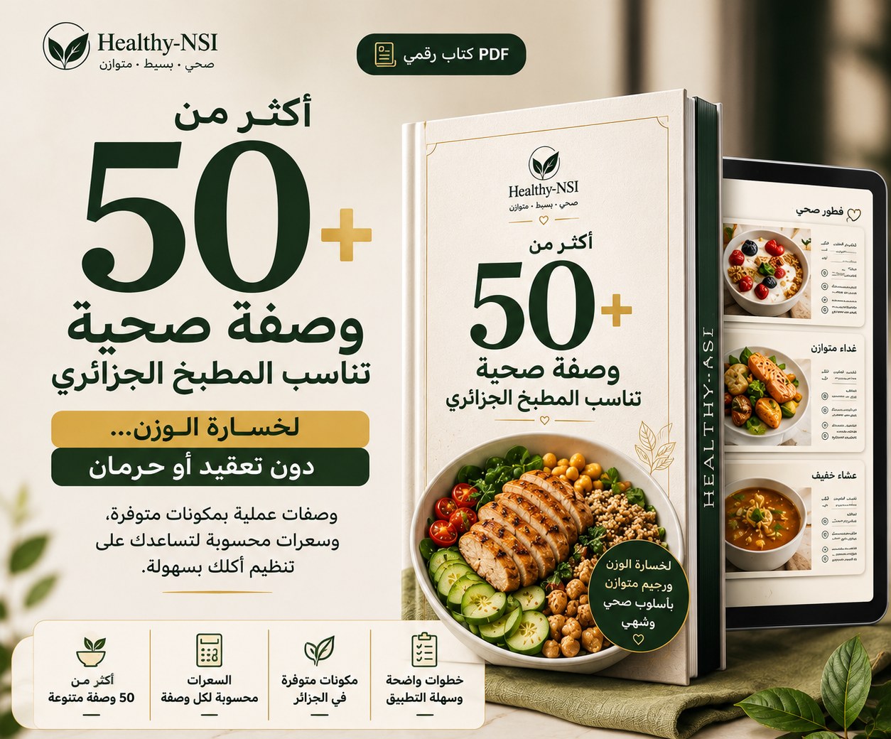 غلاف كتاب Healthy-NSI: أكثر من 50 وصفة صحية تناسب المطبخ الجزائري